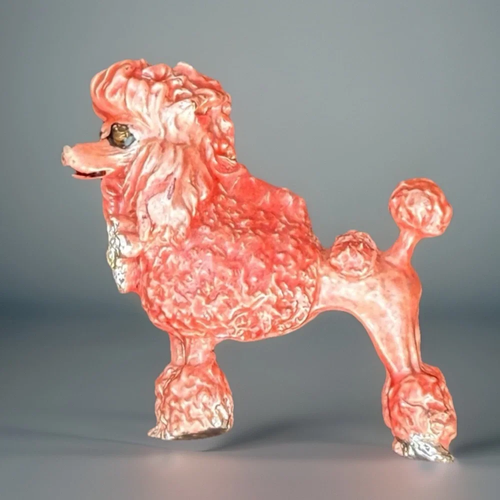 Vintage, elegant, pink Dog Poodle Brooch